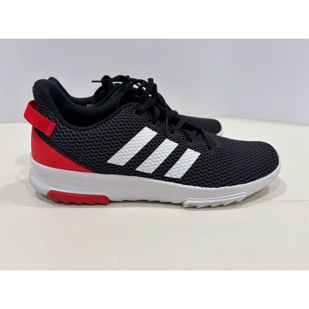 Adidas Cloudfoam Mens 11 Running Shoes Black Red White Mesh B43838 Sneaker - Picture 3 of 7